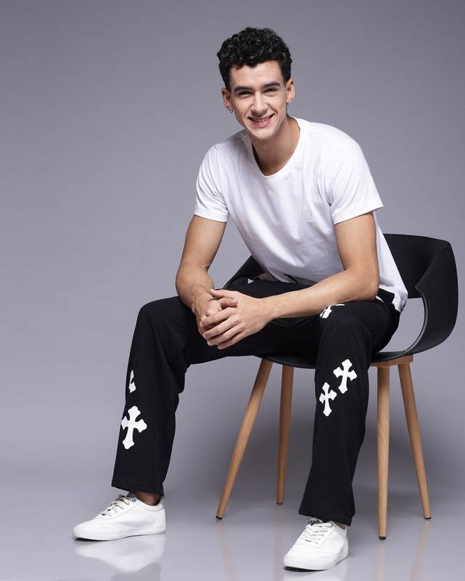 FLYNOFF Black Printed Loose Fit Men's Track Pant - Image 4
